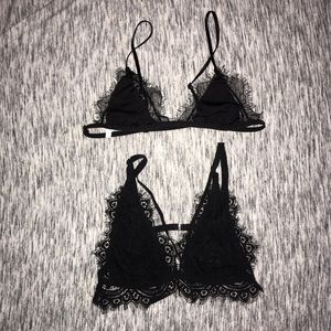 Two black lace bralettes 🖤